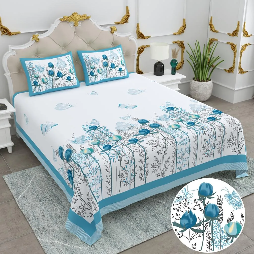 [1045] Cotton Bedsheet Double Size with 2 Pillow Cover