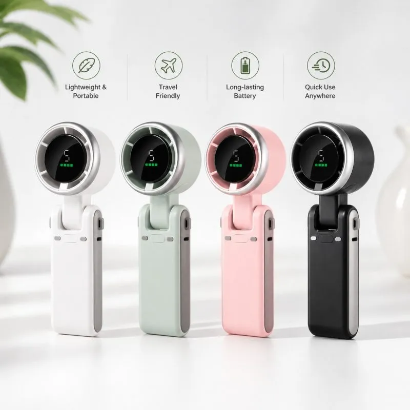 [1119] Premium High Speed Turbo Fan – Portable USB Handheld & Neck Hanging Folding Fan